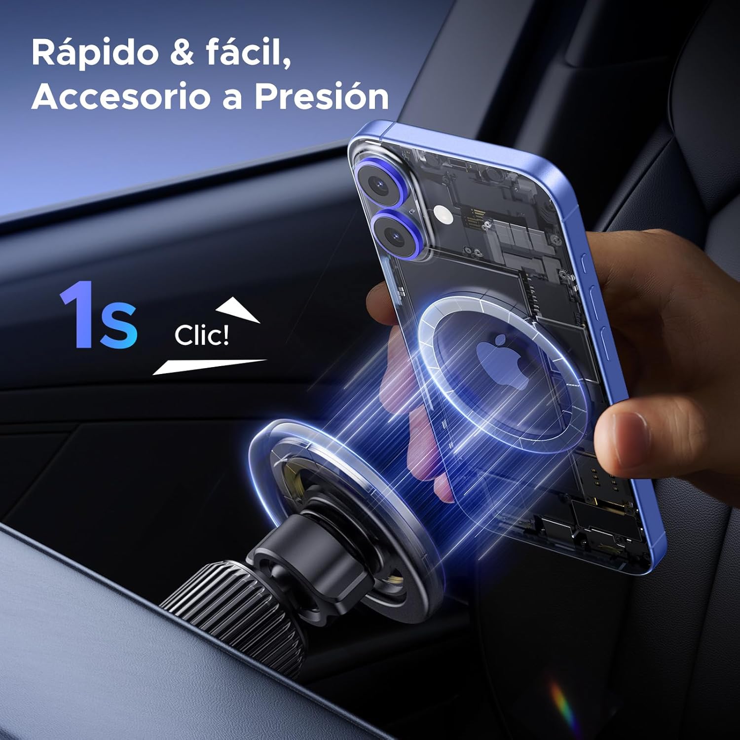 Suporte móvel para carro com MagSafe e rotação 360°