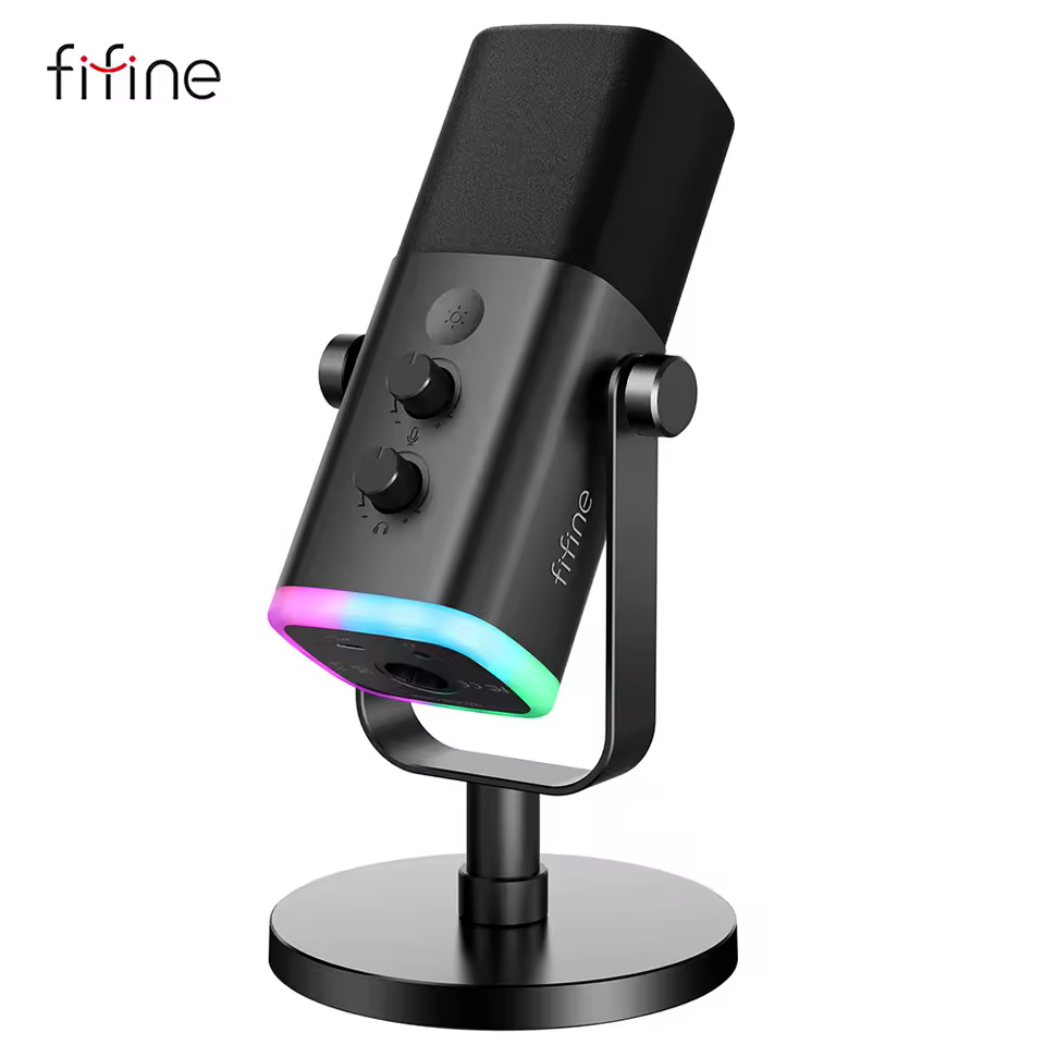 FIFINE Ampligame AM8 – Microfone Dinâmico USB/XLR para Games, Streaming e Conteúdo